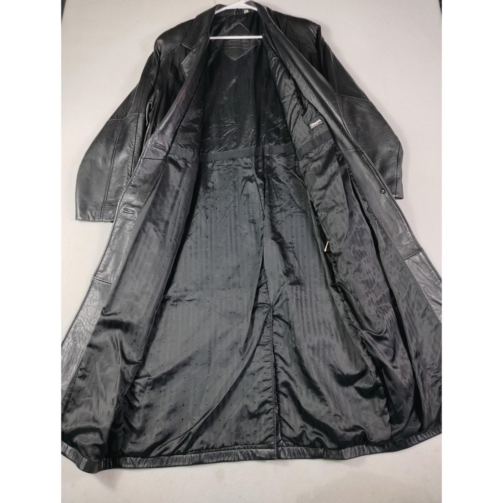 Vintage Preston & York Coat Womens Medium Black Leather Overcoat Thinsulate - Picture 10 of 12